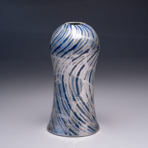 釉面銀彩線紋花生