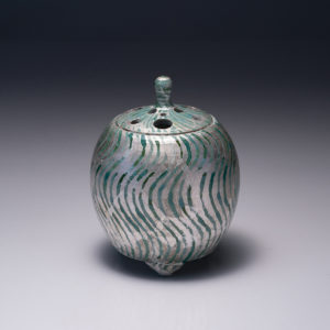 釉面銀彩線紋香炉